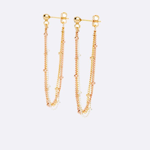 Boucles d'oreilles triple chaînes 2 bis