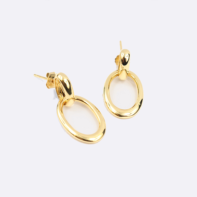 Boucles D'Oreilles Carrées 2 Motifs Différents - Métal Peint Nacré - Neuf Sans Emballage