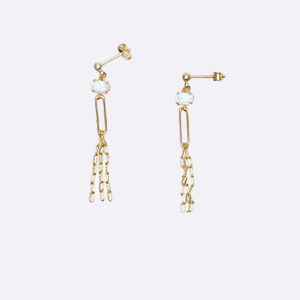 Boucles d'oreilles trois chaînes opale