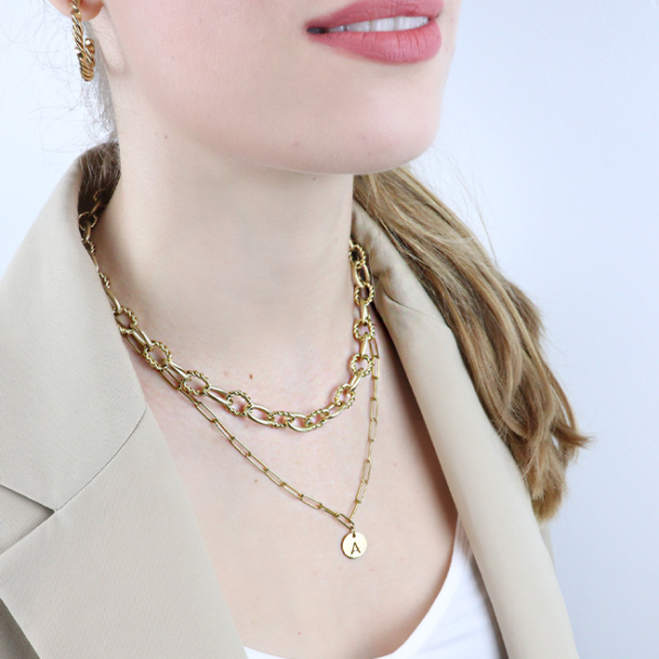 collier à gros maillons ovales doré 4