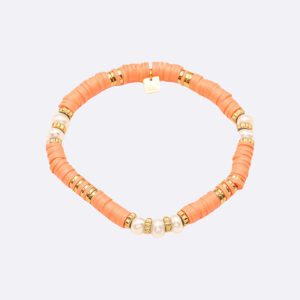 Bracelet heishi perles corail et perles de culture 1 bis