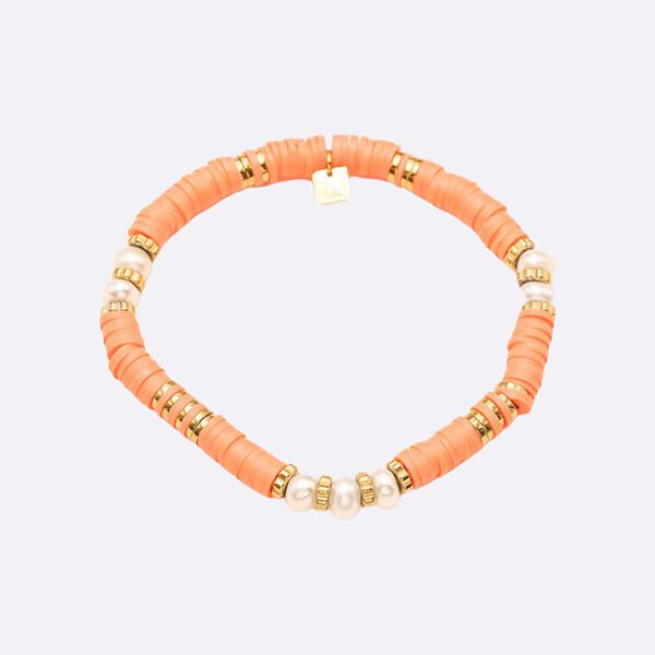 Bracelet heishi perles corail et perles de culture 1 bis