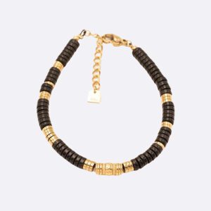 Bracelet heishi perles noires et dorées 1 bis