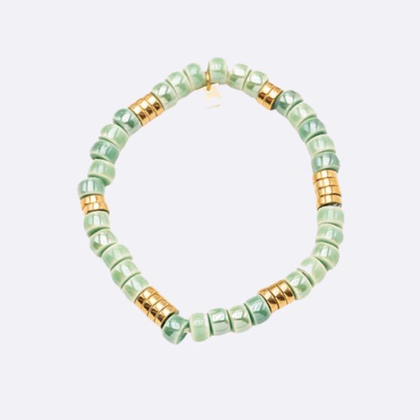 Bracelet perles nacrées vertes 1