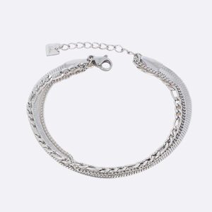 Bracelet gourmette 3 rangs argenté