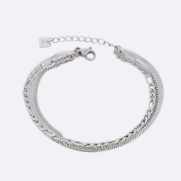 Bracelet gourmette 3 rangs argenté