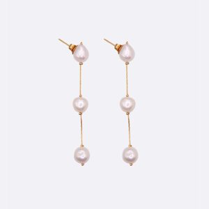 Boucles d'oreilles longues 3 perles 1