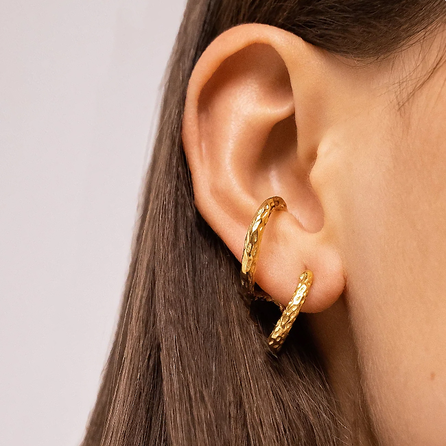 Boucles d'oreilles lobes effet manchette torsadées 2