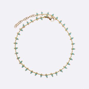 Chaîne de cheville papille perles turquoise 1